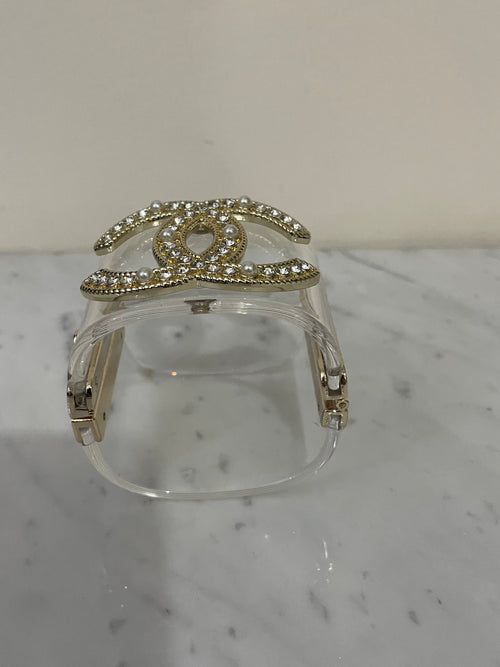 Bracciale trasparente con perline e brillantini