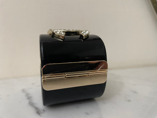 Bracciale Nero con strass e tessuto