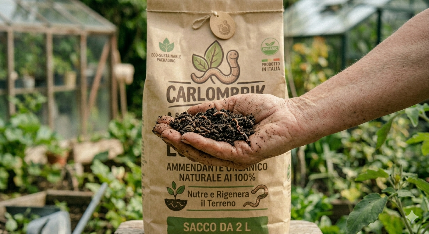 Humus di Lombrico 100% naturale confezione prova da 8 lt